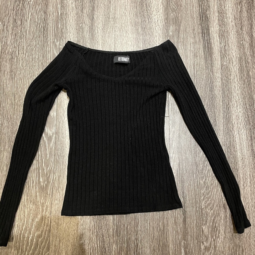 Reformation Off Shoulder Knit Top